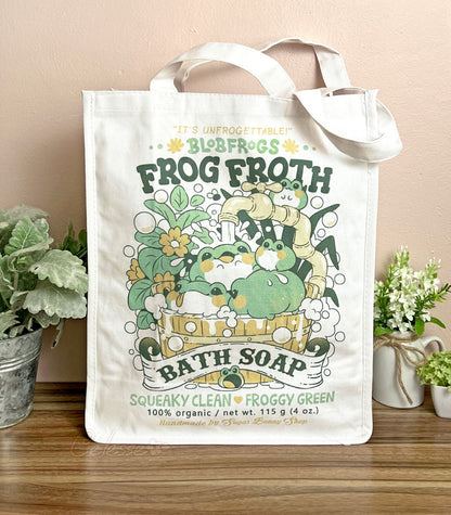 Blobfrogs Frog Froth Bath Soap Vintage Logo Canvas Tote Bag