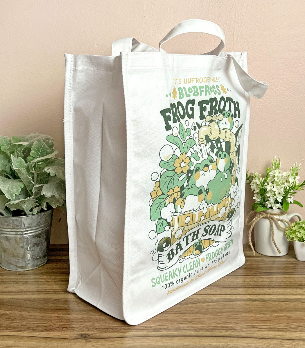 Blobfrogs Frog Froth Bath Soap Vintage Logo Canvas Tote Bag