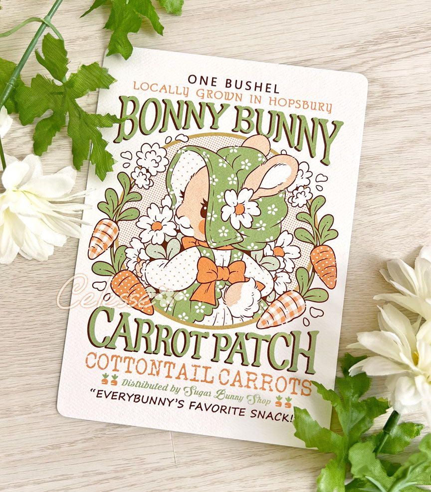 Bonny Bunny Carrot Patch Vintage Logo Textured Print