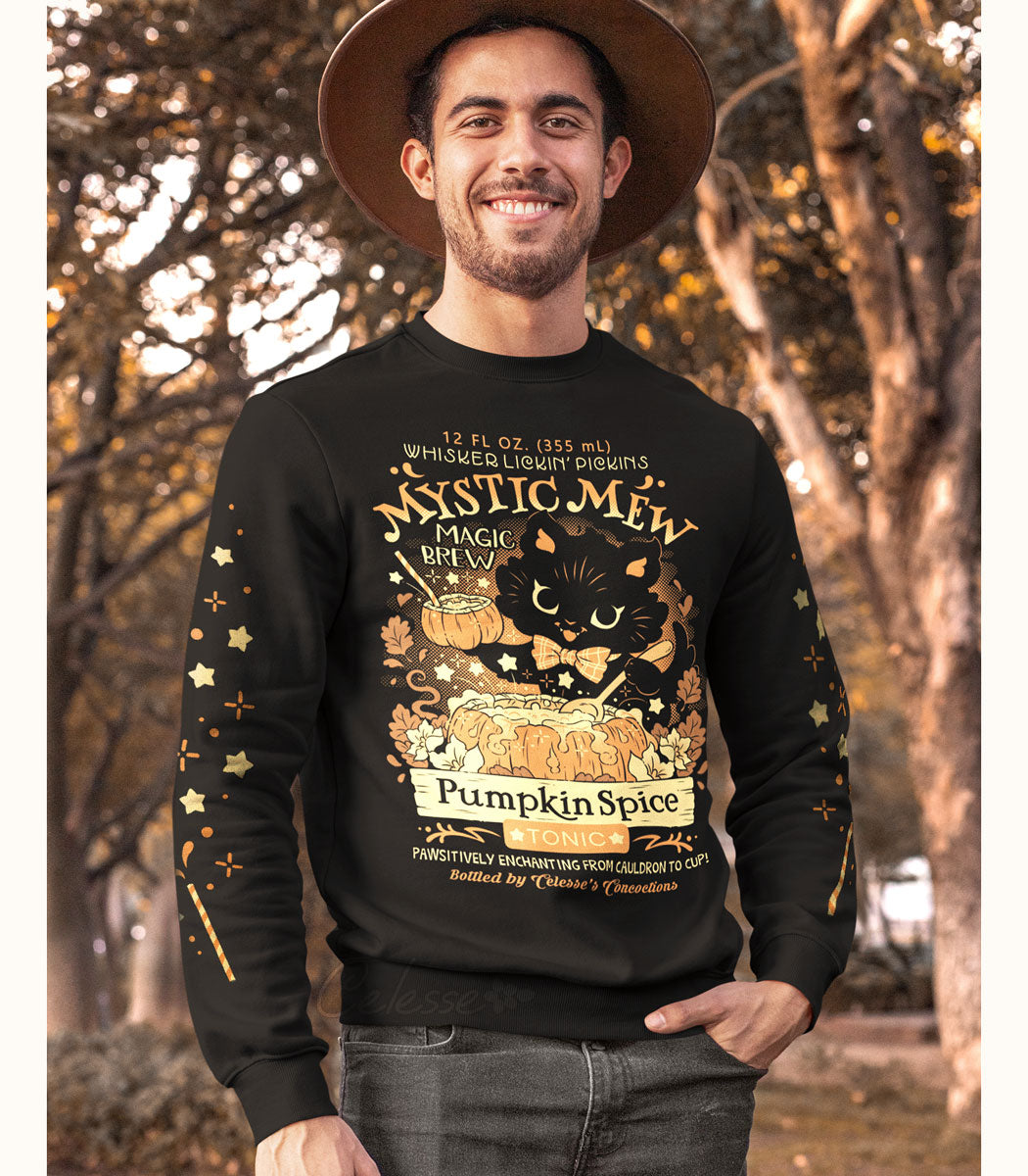 Mystic Mew Pumpkin Spice Tonic Halloween Black Cat Sweatshirt