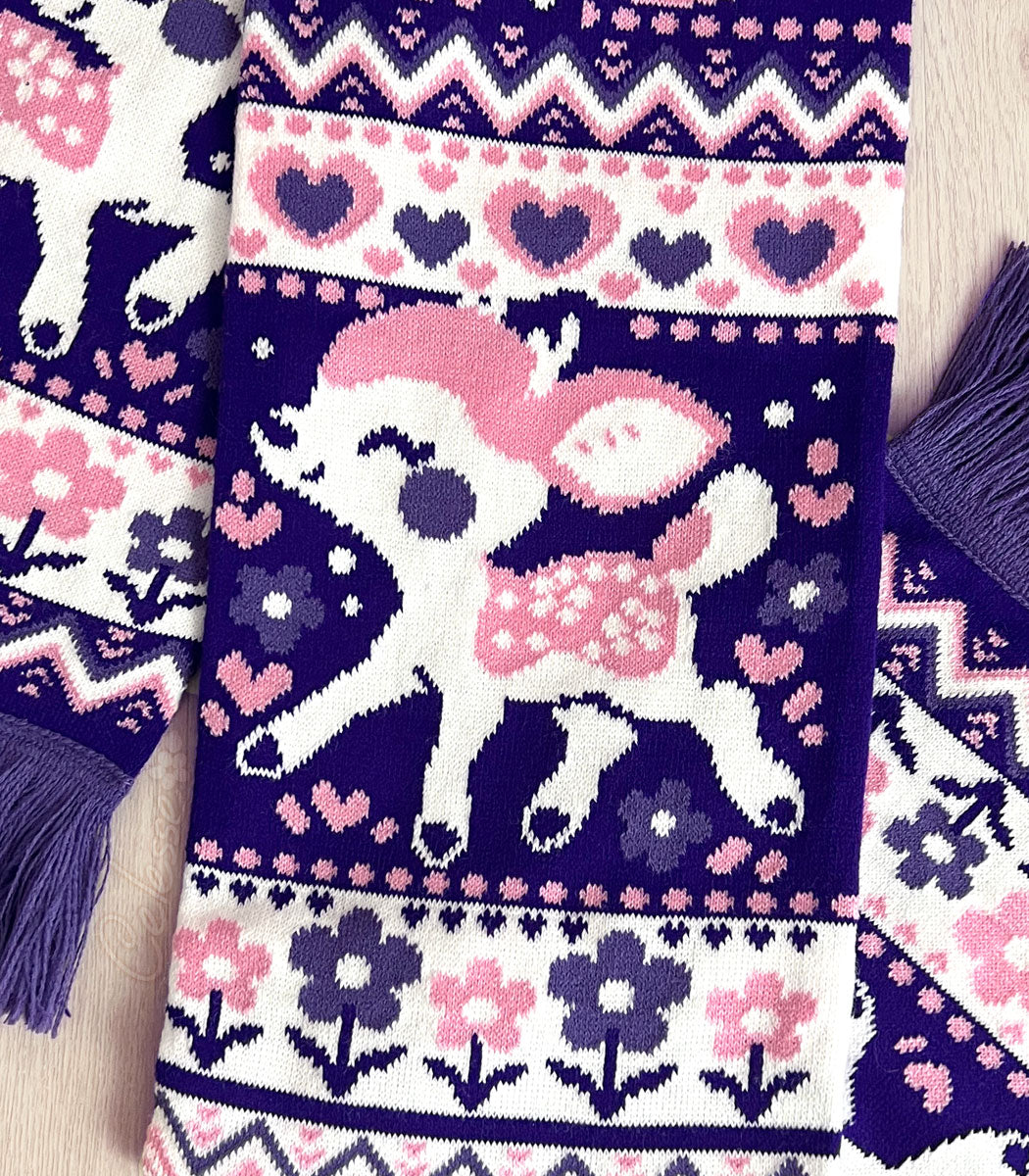  Pink Fawn Deer Knit Scarf