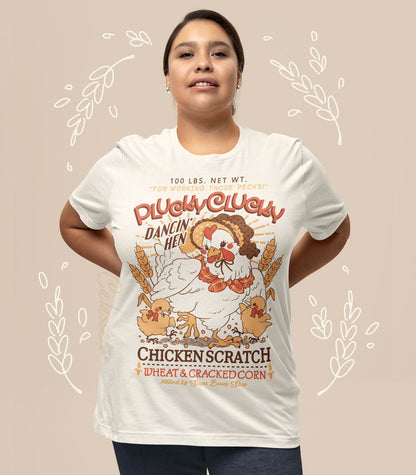 Plucky Clucky Chicken Scratch Vintage Logo Shirt