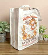 Plucky Clucky Chicken Scratch Vintage Logo Canvas Tote Bag