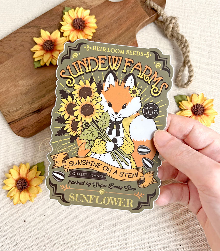 Sundew Farms Sunflower Fox Vintage Logo Vinyl Sticker