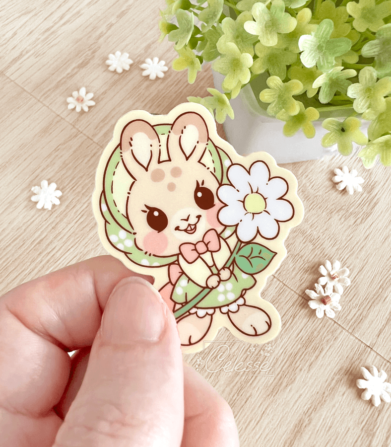 Marshmallow Bunny and Strawberry Vinyl Sticker Sheet – Meowashi