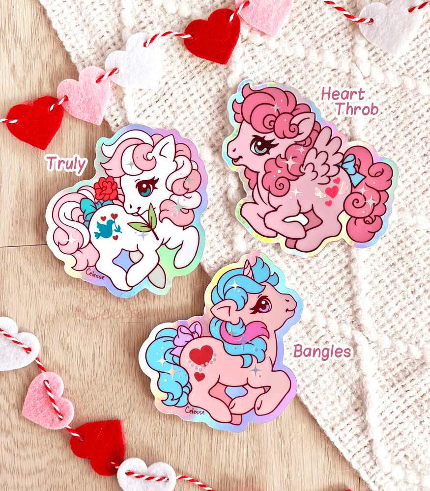 Little Pony Holo Vinyl Stickers - Truly, Heart Throb, Bangles